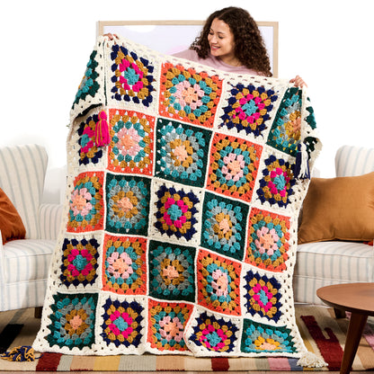 Bernat Crochet Granny A-Go-Go Blanket Vintage White