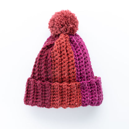 Red Heart Buckleberry Ridge Crochet Hat Crocheted beanie with a pom-pom, Version 3
